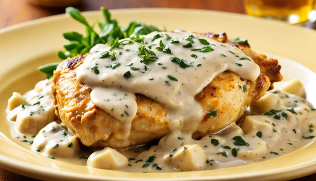 Tender chicken in velvety gravy